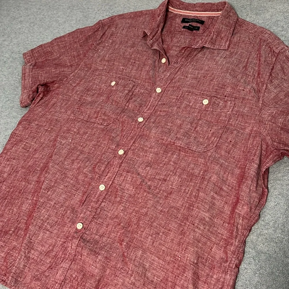 Banana Republic Camden Linen Shirt Mens XL Button Shortsleeve Coastal